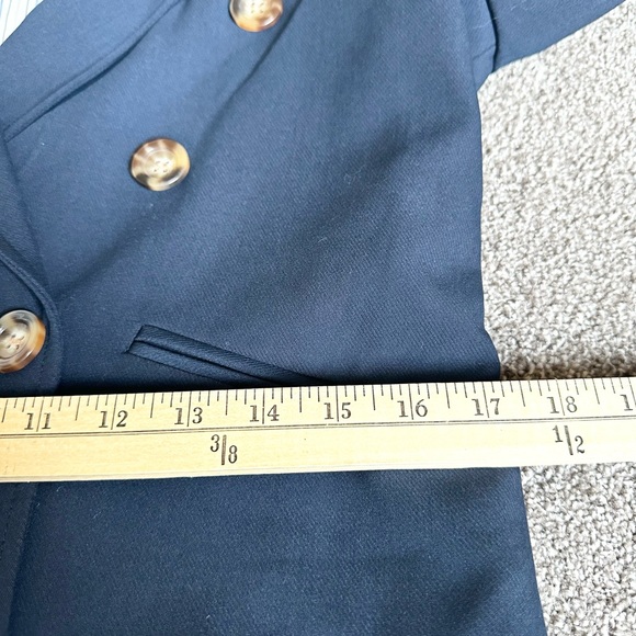 NWT Joie Womens Jacket Size M Navy Blue Double Breasted Cropped Blazer Buttons - Picture 9 of 10